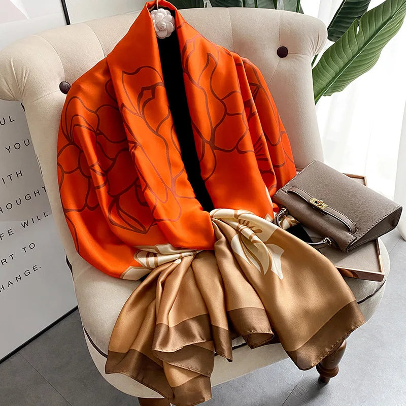 180*90cm fashion Luxury Brand Scarf Women Shawl  Wrap Spring muffler Hijab Bufanda Foulard Female Bandana Beach Stoles 2022 Silk