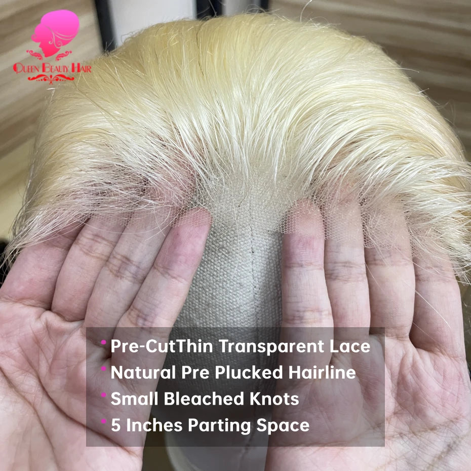 613 Glueless Wigs Human Hair 5x5 Lace Closure Wig Bone Straight Blonde Pre Plucked Glueless Wig Remy Human Hair Wigs Ready To Go