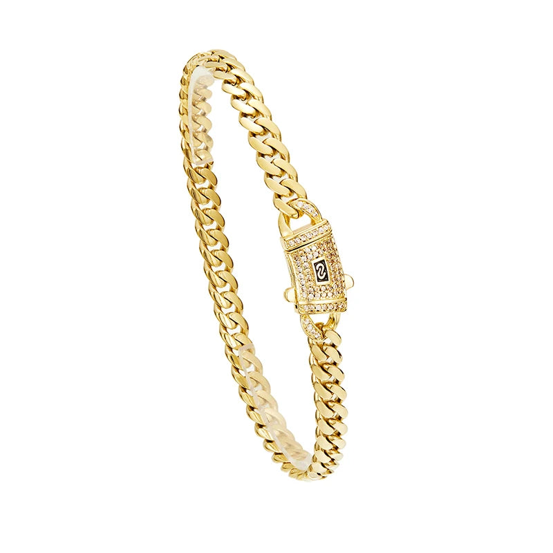 6-14mm Vacuum Plating Gold Color Stainless Steel Flat Cuban Miami Link Chains Necklaces for Men Hip Hop Rapper jewelry