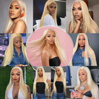 613 Honey Blonde 250% Density 13x6 HD Transparent Lace Front Human Brazilian Hair Wigs For Women Straight 13x4 Lace Frontal Wig