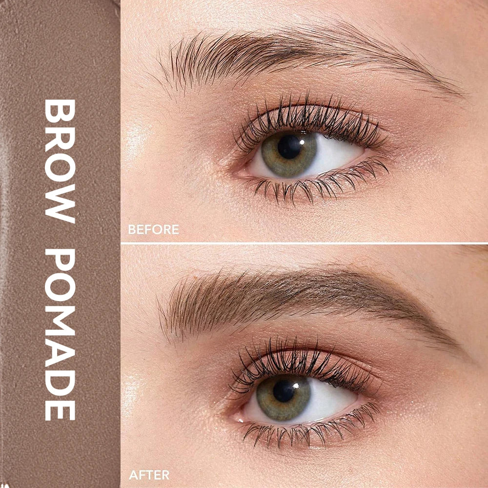 Lakerain Brow Pomade with Dual-Ended Brush Long-Lasting Waterproof Sweatproof Natural Smooth Eyebrow Brow Pencil Makeup