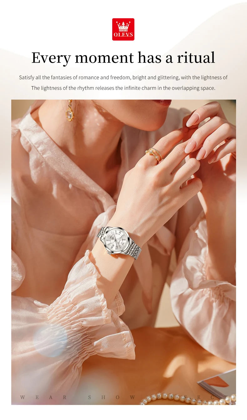 OLEVS 3620 Women Watch Luxury Brand Diamond Quartz Watch Fashion Automatic Calendar Waterproof Women Watch Bracelet Set Reloj