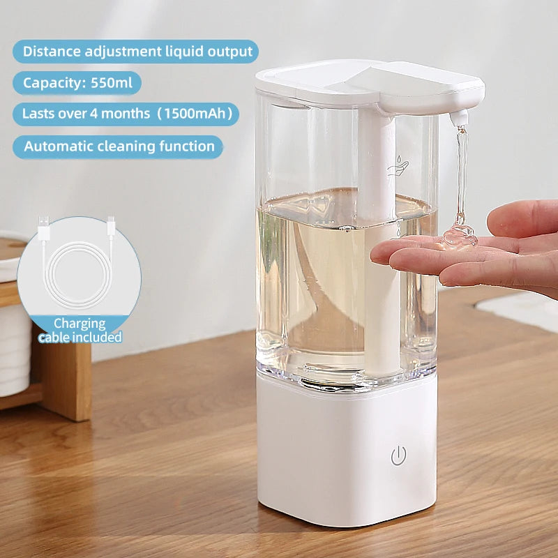 Kitchen 500ml Automatic Liquid Soap Dispenser USB Rechargeable Touchless Hand High Capacity Detergent Bathroom Dispenser