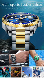 OLEVS 5885 Mens Watch Auto Date Stainless Steel Strap Diving Series Waterproof Men's Sports Watch