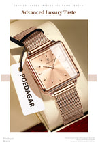 POEDAGAR Square Fashion Ladies Watch Waterproof Stainless Steel Mesh Watch For Woman Elegant Women's Quartz Watches Female Reloj