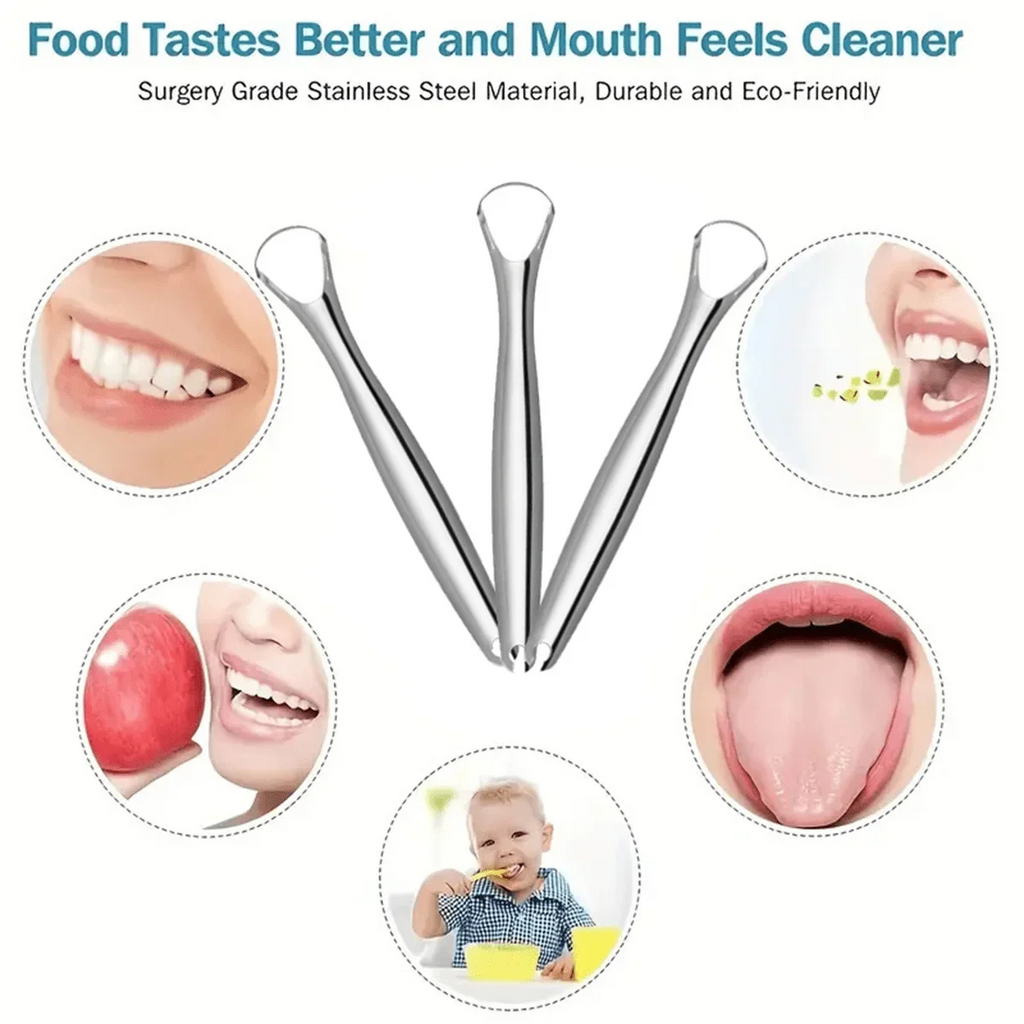 Stainless Steel Tongue 1pc Scraper Tongue Coating Cleaner TongueCoating Brush Cleaning Tongue Coating Removing Bad Breath OralCa
