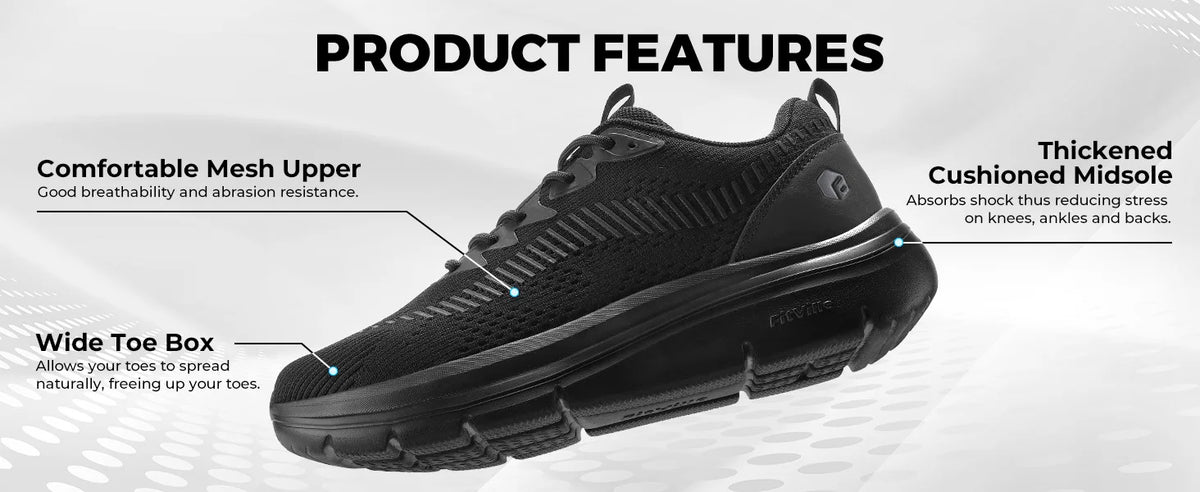 FitVille Men's Walking Shoes Lightweight Wide Men Sneakers Comfortable Casual Sports Running Shoes for Men for Plantar Fasciitis
