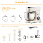 BioloMix 7L Food Mixers for Baking, 1200W DC Motor Stand Mixer, with Dough Hook, Whisk & Beater, Meat Grinder Attachment