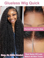 13x6 Hd Transparent Deep Wave Lace Front Wig Human Hair 250 Density Curly 40 44 Inch Pre Plucked Brazilian Hair For Black Women