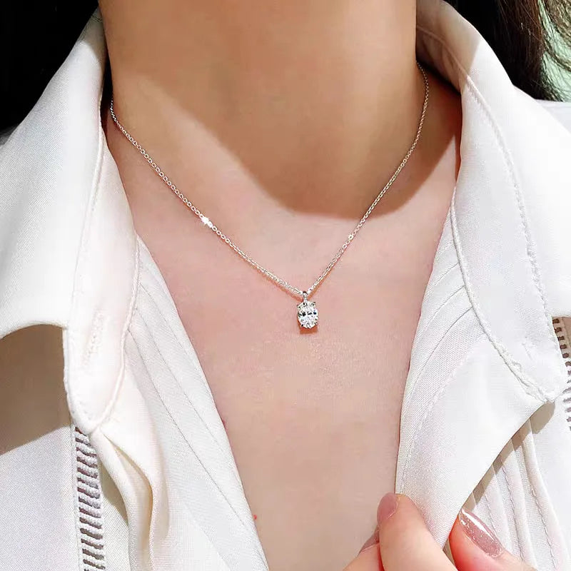 DJMAX Heart&Oval&Emerald Moissanite Necklace 925 Sterling Silver Chains Stylish and Elegant Women's Moissanite Diamond Necklace
