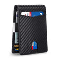 Personality Short Rfid Leather Men Wallets Carbon Fiber Slim Card Holder Wallet Black Minimalist Wallet for Men Father Day Gifts