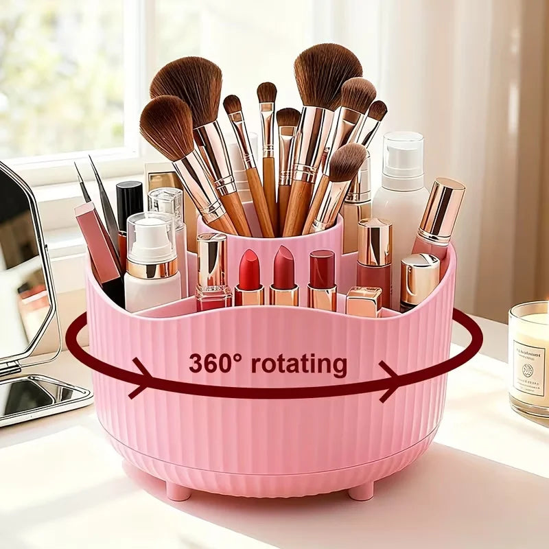 360° Rotating Makeup Organizer Multi-Functional Holder for Brushes, Lipsticks, Skin Care Products, and Stationery - Durable