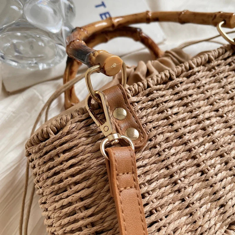 Summer Fabric Solid Color Youth Shoulder Bags 2026 Brand Beach Women's Handbags on Sale String Exquisite High Beauty Ladies Bags