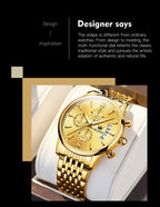 OLEVS Men Watches Top Brand Luxury Watch Waterproof Stainless Steel Men Wristwatch Luminous Quartz Watch Box Gift Set