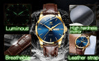 OLVES 6898 Top Brand Men's Watches Original Simple Quartz Wristwatch for Man Waterproof Leather Strap Business Watch Casual