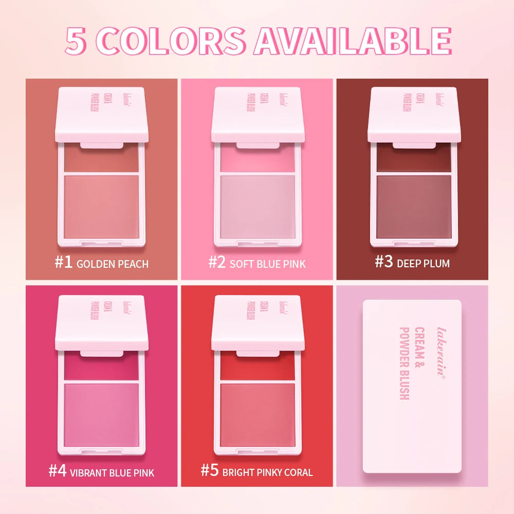 2Color Blush Cream and Brush Powder Long-lasting Wearing High Pigment Natural Matte Blush For Girl Blush Cosmtics