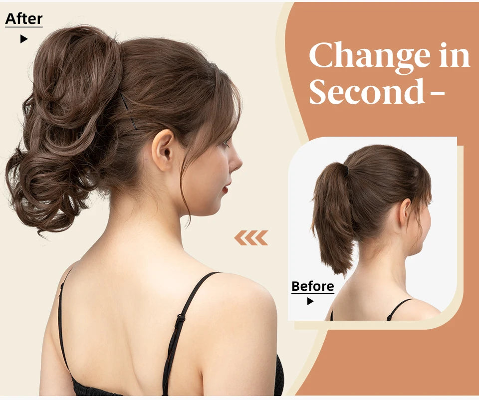 Synthetic Diy Claw Clip In Ponytail Hair Extensions Hairpiece Hair Bun Fake Black Blonde Natural Hair False Pigtail for Women