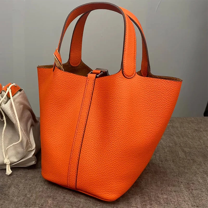 Brand Bucket Bag 18 22CM Women's Bags Trend 2026 Handbag Genuine Leather Luxury Designer Hand Bag Ladies New In Tote Bag