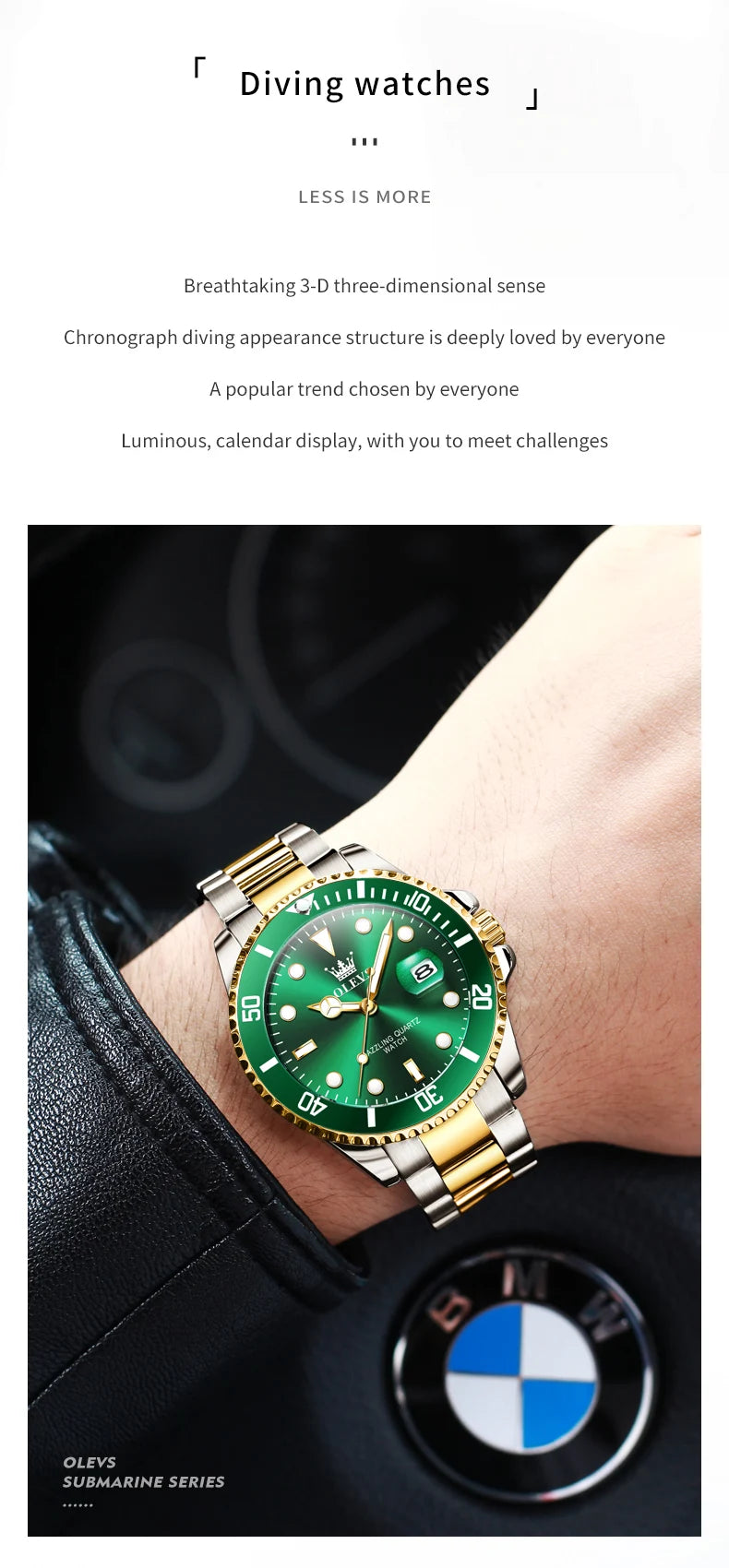 OLEVS 5885 Business Men Watch Diving Quartz Watch Luxury Stainless Steel Waterproof Luminous Automatic Date Men Original Watch