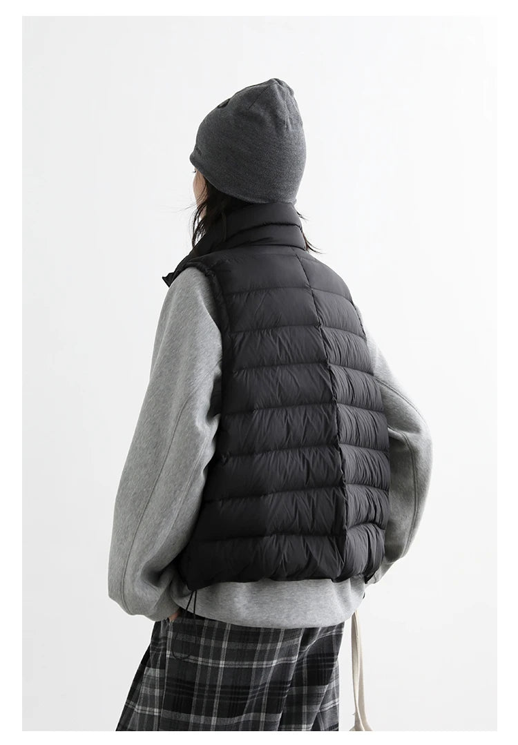 CHIC VEN New Women Down Coats Sleeveless Lightweight 90 White Duck Down Stand Up Collar Female Down Vest Autumn Winter 2026