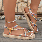 Women Flat Sandals Fashionable Lightweight Sandals Large Size Beach Shoes for Women Summer New Round Head Comfortable Shoes