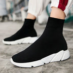 Classic Black High Top Sneakers For Men Designer Shoes Slip-on Men's Casual Sneakers Comfy Breathable Knit Women's Sports Shoes