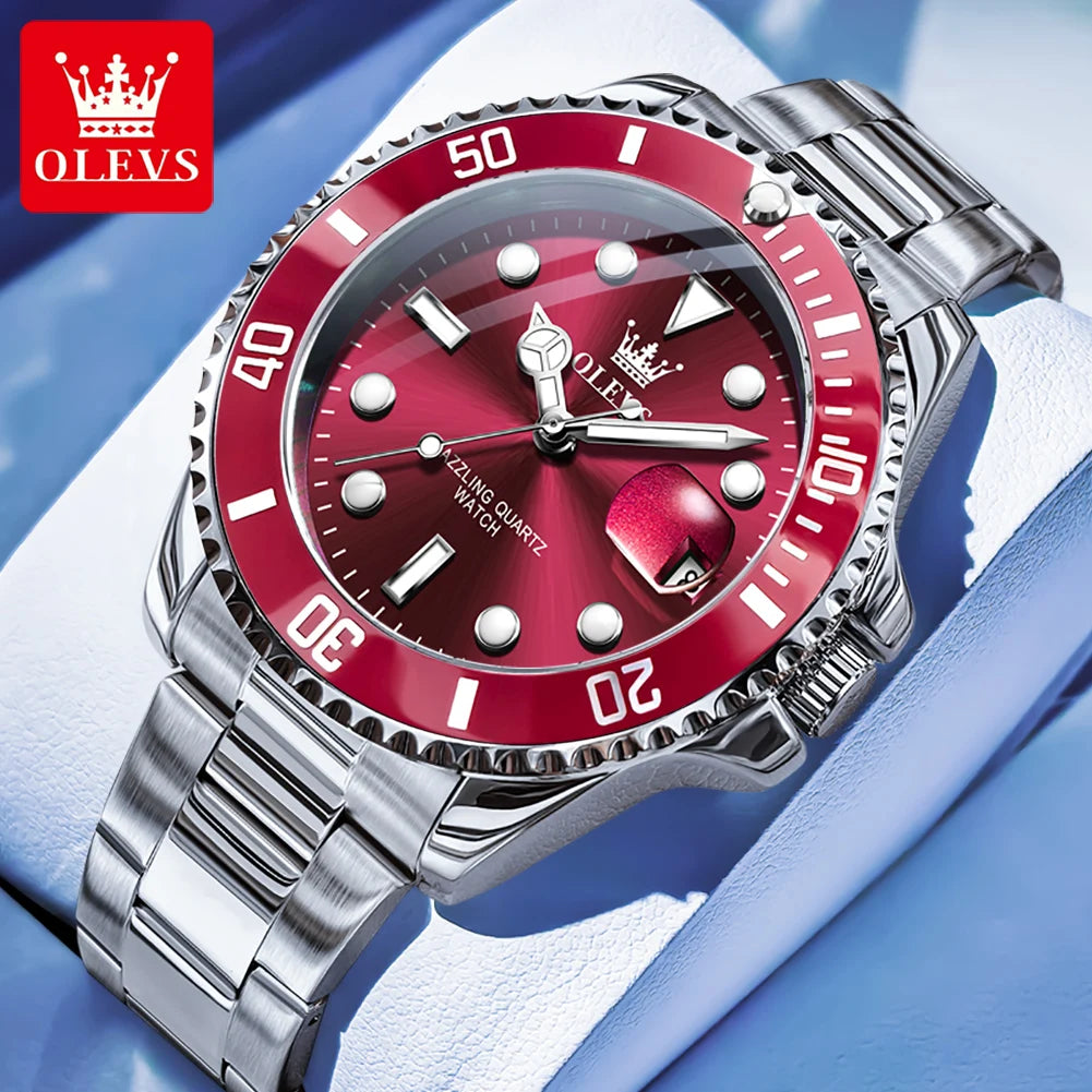 OLEVS Watches 5885 Mens Watch Original High Quality Quartz Watch Waterproof Luminous Calendar  Watches For Men Box Gifts Reloj