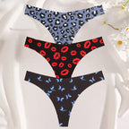 3PCS/SET Sexy G-String For Women Colorful Bikini Female Underwear T-back Intimates Lingerie Seamless Low Waist Underpants Lady