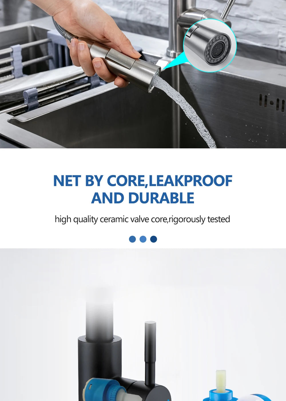 Stainless Steel Kitchen Faucet Single Hole Pull Out Spray 360° Swivel Sink Faucet High Arc Modern Design