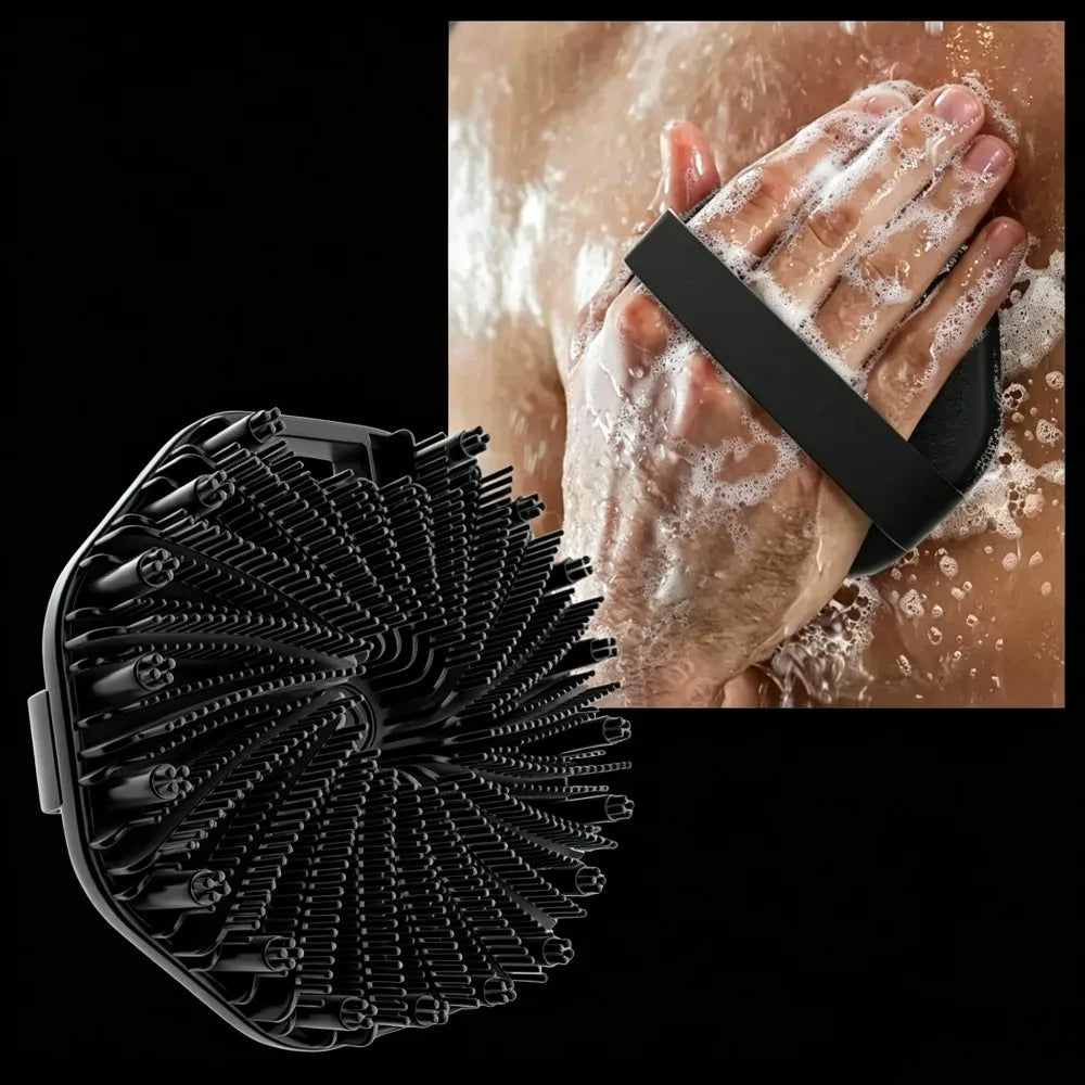 1PCS Bath Soft Silicone Back Brush Bath Shower Sponge Scrubbing Brush with Handle Exfoliating Scrub Skin Massager  Brushes