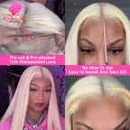 613 Glueless Wigs Human Hair 5x5 Lace Closure Wig Bone Straight Blonde Pre Plucked Glueless Wig Remy Human Hair Wigs Ready To Go