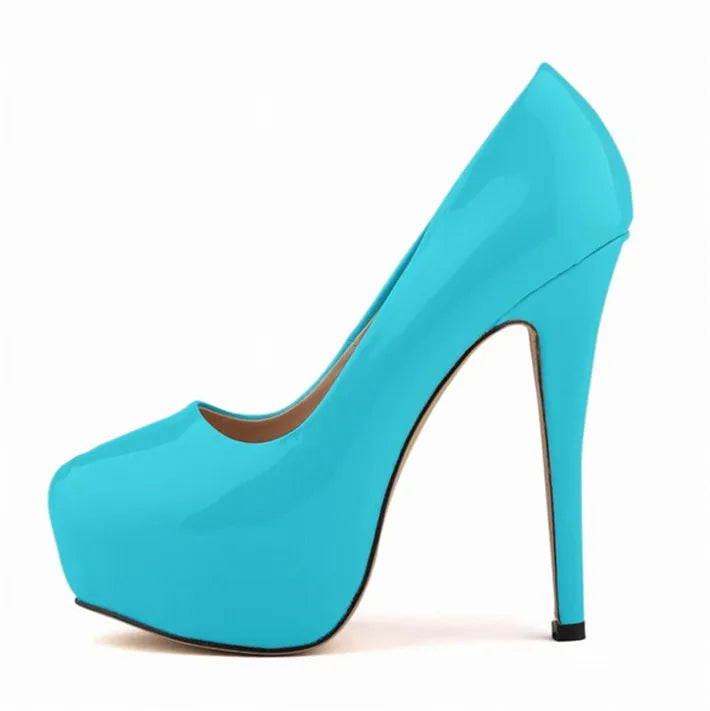 Sexy High Platform Party Shoes 2026 New Women Concise Solid Patent Leather High Heels Shoes Fashion Shallow Wedding Shoes Woman