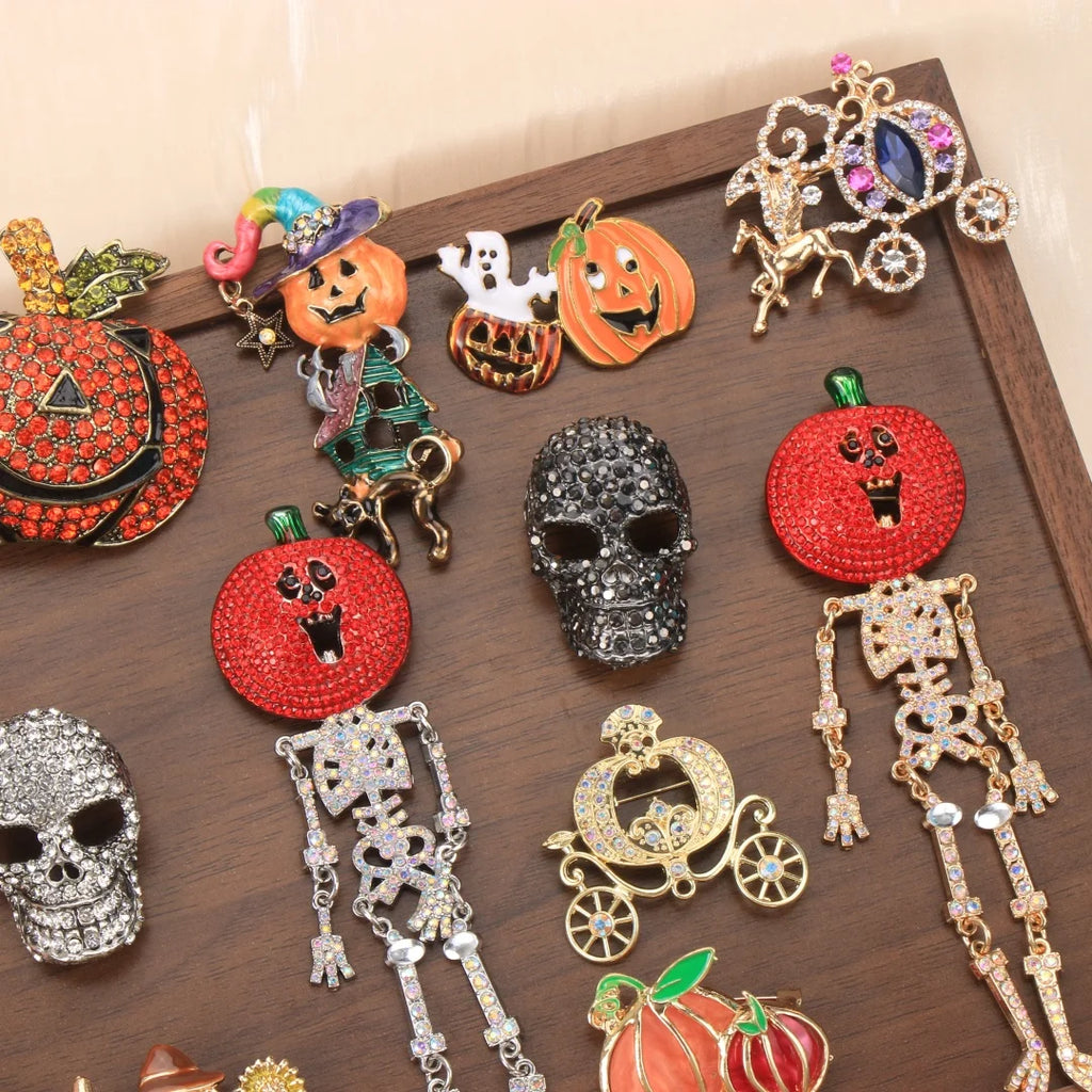 Baroque Luxury Pumpkin Skull Design Brooch for Men and Women, Halloween Jewelry, Fashion Accessories, and Party Gifts