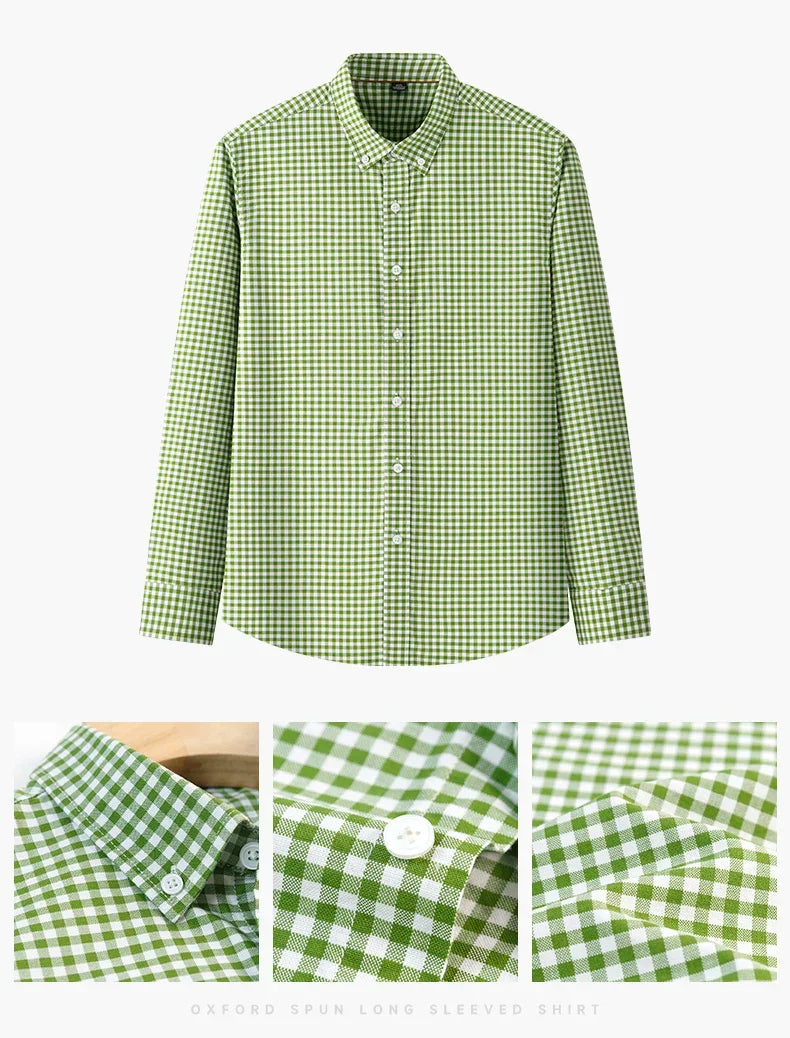 New In Shirt 100%Cotton Fashion Long Sleeve Shirts for Man Slim Fit Formal Plian Shirt Soft Casual Office Designer Plaid Clothes