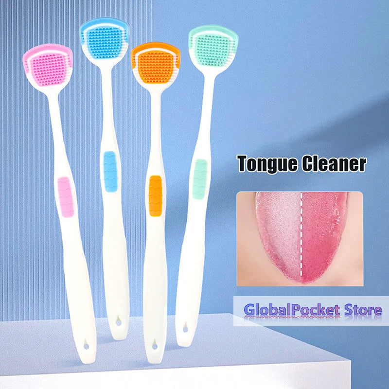 1/5PCS Tongue Scraper Oral Cleaner Brush Soft Silicone Cleaning Tongue Toothbrush Mouth Fresh Breath Scraping Hygiene Care Tools
