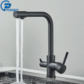 Chrome Purified Water Kitchen Faucet Pure Water Filter Deck Mounted Faucet Crane Dual Handles Hot Cold Water Mixer Taps