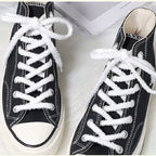 1 Pair New Cute Plush Sneakers Shoelaces Pink White Black Hairy Soft Laces For High-top Canvas Casual Flat Shoes Strings