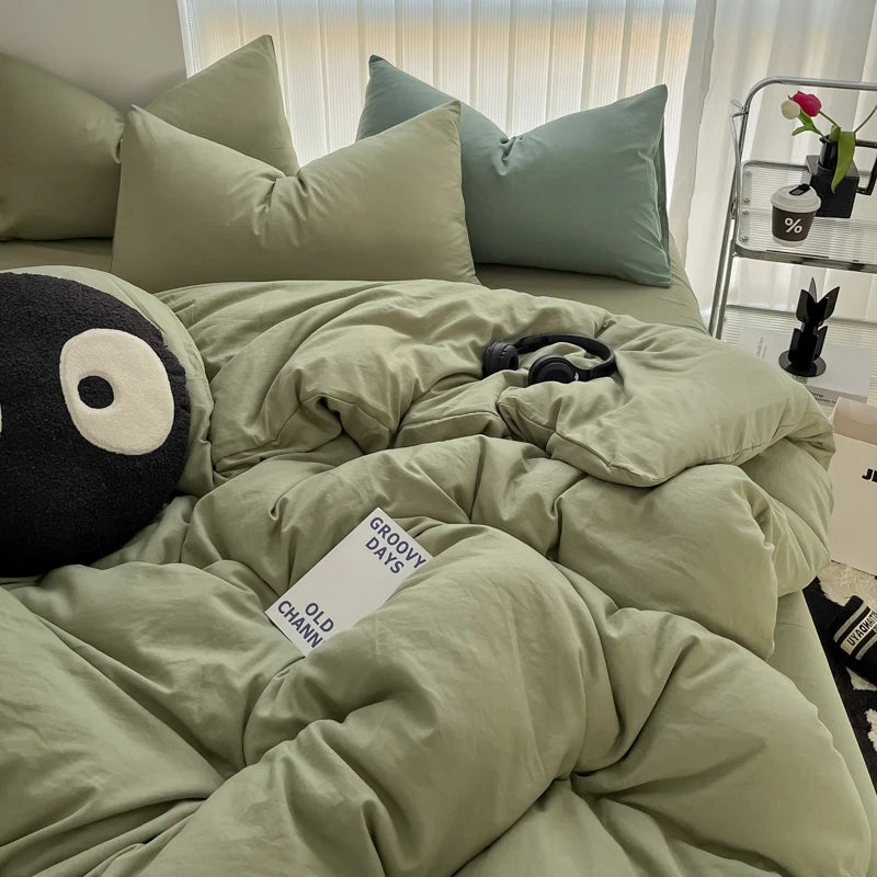 Cozy Bedding Set 3Pcs,1 Duvet Cover with Zipper Closure,2 Pillowcases,Solid Color,Super Soft, Machine Washable, Colorfast