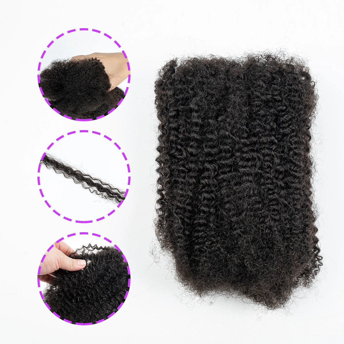 10-16Inch Natural 4C Afro Kinky Curly Bulk Human Hair Extensions No Weft Brazilian Remy Bulk for Locs Braiding Hair