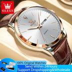 OLEVS 2935 Men Quartz Watch Dual Calendar Luminous Classic Business Watch For Men Fashion Original Waterproof Dress Wristwatch