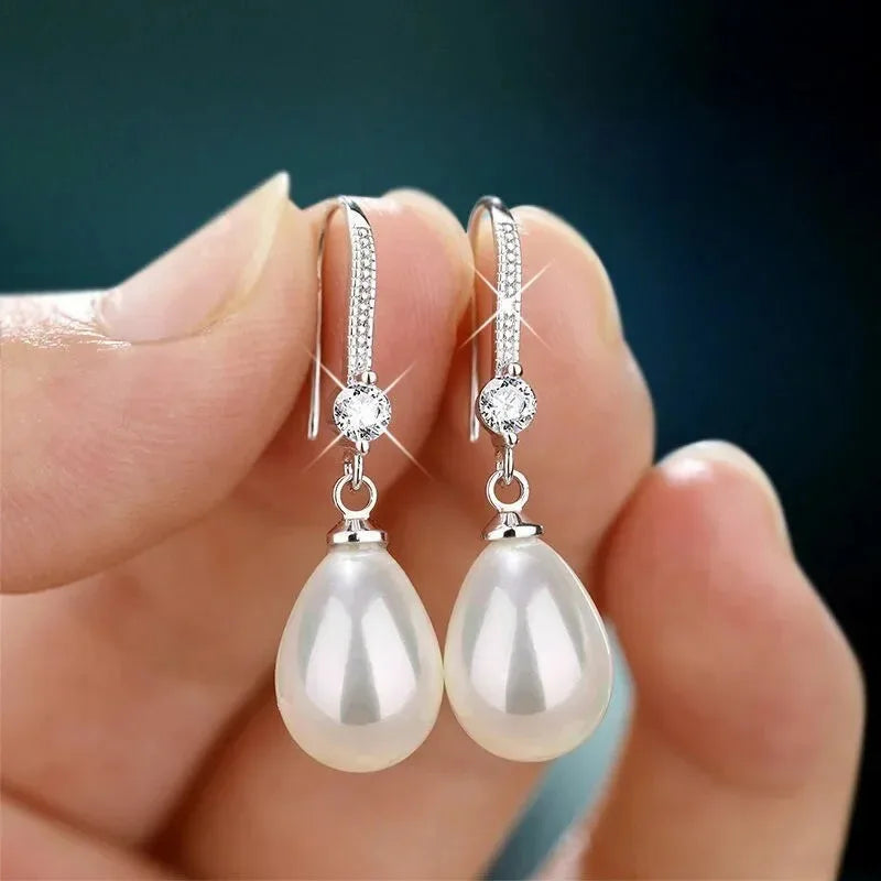 Freshwater Pearl Drop Earrings for Female, Simple Water Drop Shape, Exquisite High-end Simulation, Temperament, New