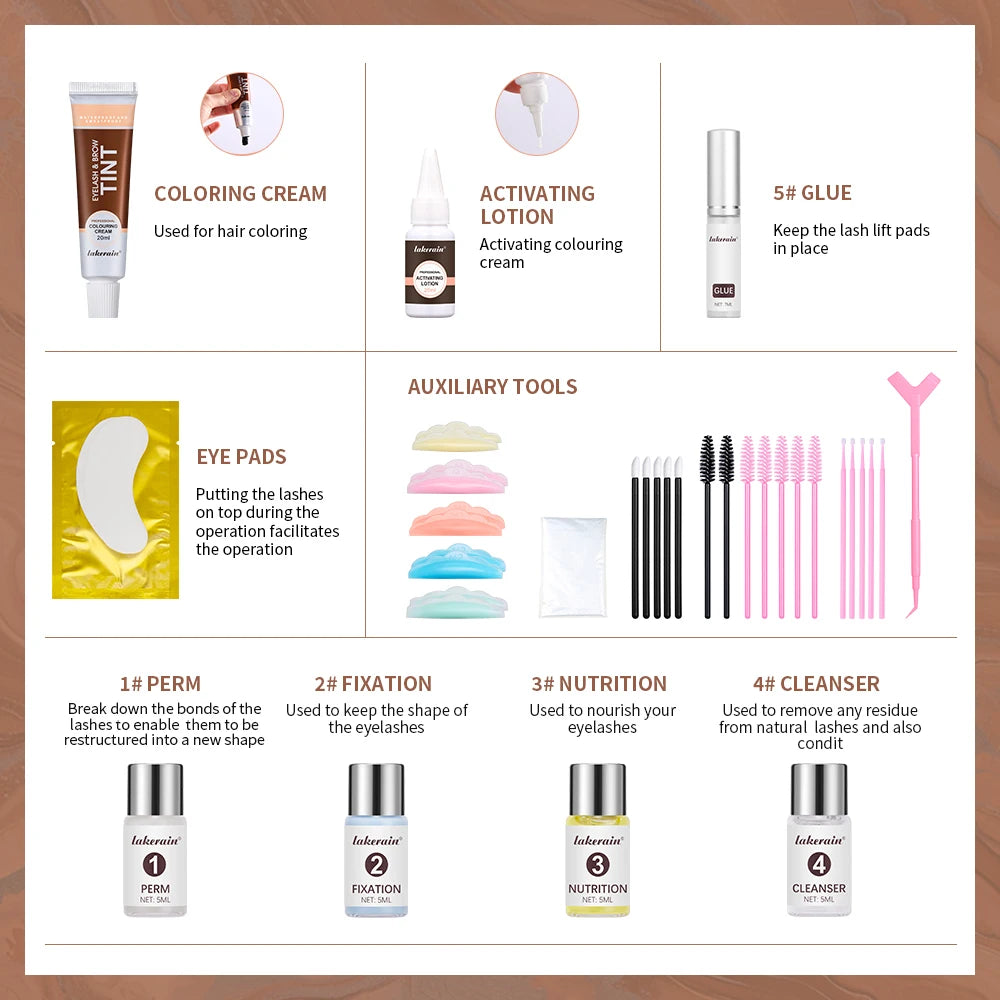 Lash Fast Lift And Tint Kit Professional Eyelash Perm Kit 2 in 1 Lashes Tint Brow Lashes Tint Brow Dye Eyes Makeup Tools