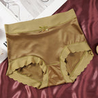 Women's Simple Satin Ice Silk Seamless Underwear Female Breathable Mid-waist High Quality Panties Butt Lift Briefs M-XL