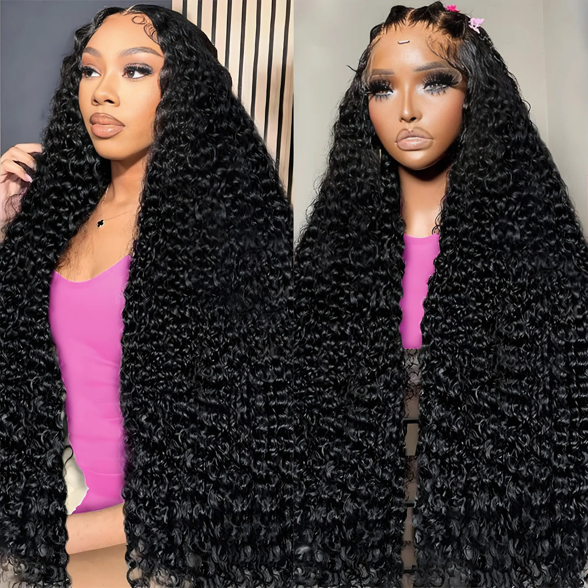 250 Density Deep Wave Loose Wig 40 Inch Hd Transparent Brazilian Curly 13x4 13x6 Pre Plucked Lace Front Wig Human Hair For Women