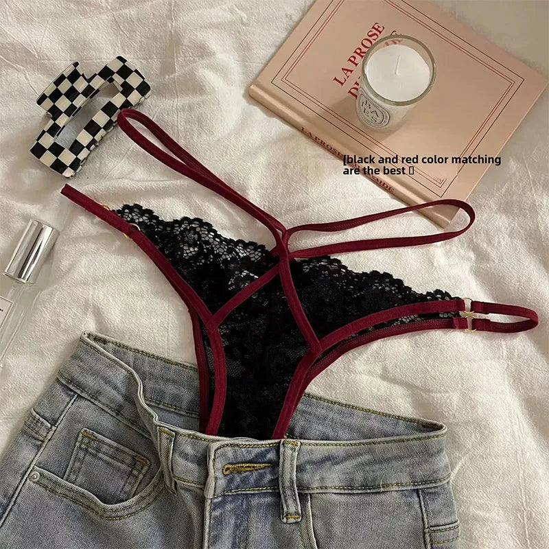 Pure French Desire Aesthetic Lace Underwear, Tight Fitting Low Waist Underwear With Sexy Mesh Breathable Holes，sexy Adult