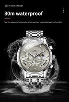 OLEVS 2892 Men Watch Original Quartz Watch Luxury Waterproof Luminous Calendar Moon Phase Chronograph Business Sports Men Watch