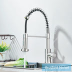 Brushed Nickel/Black Kitchen Faucet Single Handle High Arc Pull down Spray Sink Faucet with Lever Handle in Stainless Steelk