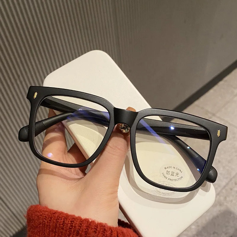 Transparent Computer Glasses Frame Women Men Anti Blue Light Square Eyewear Blackout  Optical Eyeglasses Lenses