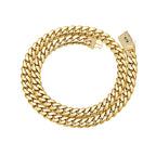 6-14mm Vacuum Plating Gold Color Stainless Steel Flat Cuban Miami Link Chains Necklaces for Men Hip Hop Rapper jewelry