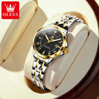 OLEVS 2910 Gold Luxury Brand Women's Watches Waterproof Luminous Wristwatch Date Original Certified Brand Quartz Watch for Lady